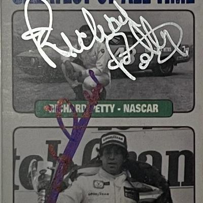 Richard Petty / Mario Andretti signed trading card