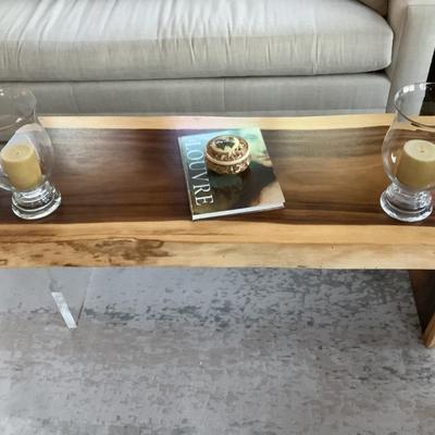 Unique walnut dark heartwood, light sapwood & Lucite table 24"H 27"L 16"W -a conversation piece
