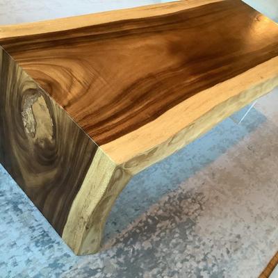 Unique walnut dark heartwood, light sapwood & Lucite table 24"H 27"L 16"W -a conversation piece