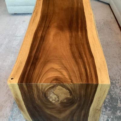 Unique walnut dark heartwood, light sapwood & Lucite table 24"H 27"L 16"W -a conversation piece