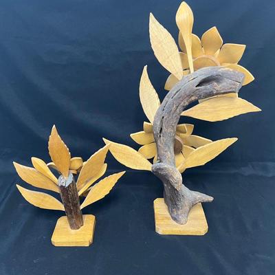 Mid-Century Wood Flower Arrangements