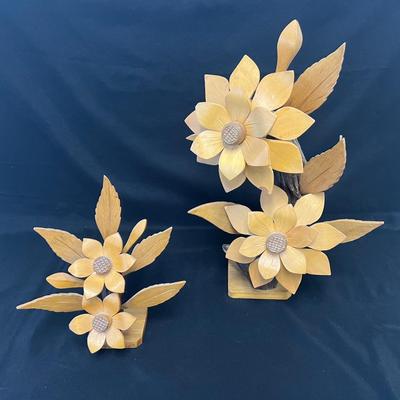 Mid-Century Wood Flower Arrangements