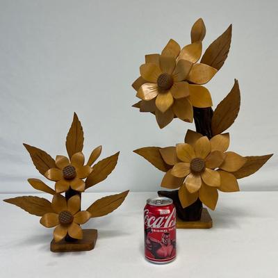 Mid-Century Wood Flower Arrangements