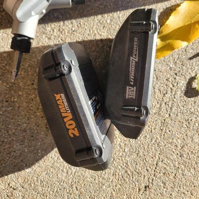 Worx trimmer and driver/impact and 4 batteries, 2 chargers