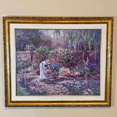 Large Framed Art - Lithograph - “Her Garden”