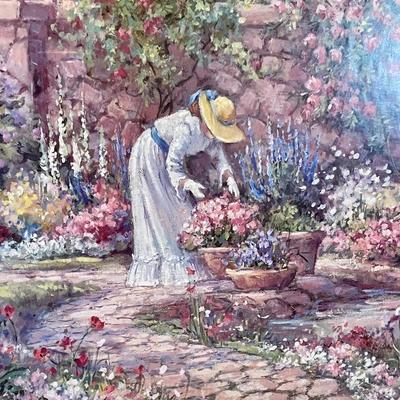 Large Framed Art - Lithograph - “Her Garden”