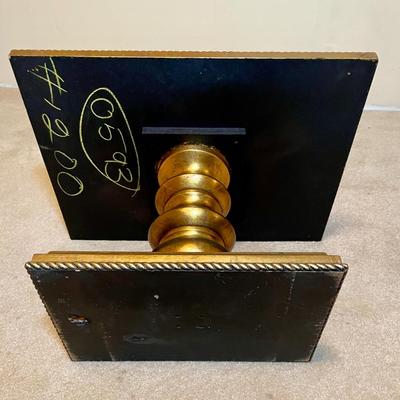 Mid Century Vintage Giltwood Pedestal Side Tables with Gallery Glass Top