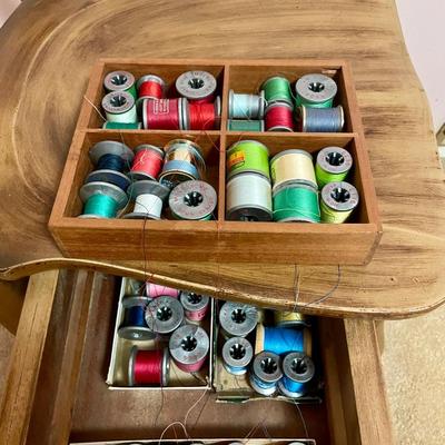 Wood Sewing Chair with Storage Drawer