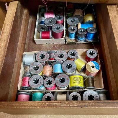 Wood Sewing Chair with Storage Drawer