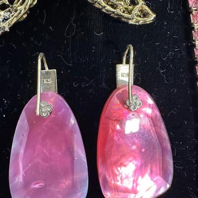 Pink Vintage Costume Jewelry Lot #1- Art Glass, Rhinestone, Butterfly, Crystal