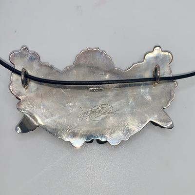 Signed .925 Mexican Silver, Turquoise, and Vermilion Necklace