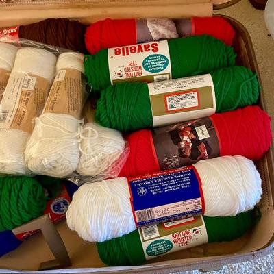 Vintage Suitcase with Yarn