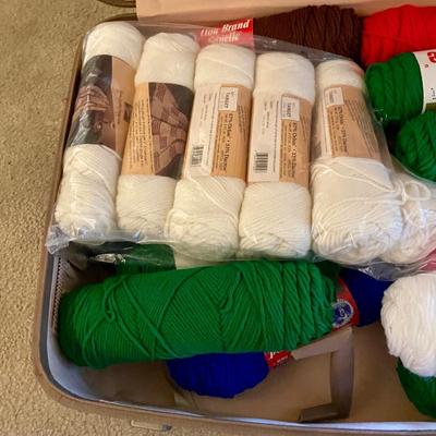 Vintage Suitcase with Yarn