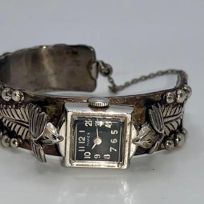 Signed Silver and Turquoise Bracelet/Watchband