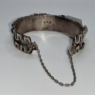 Signed Silver and Turquoise Bracelet/Watchband