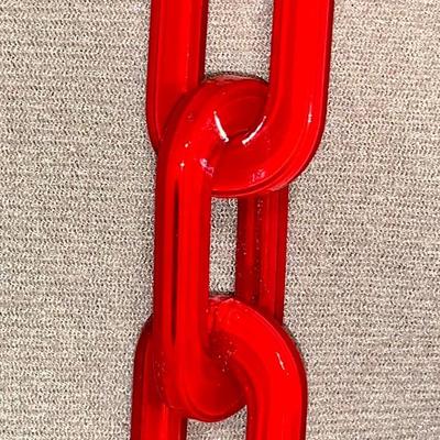 Signed Red Lucite Chain Necklace