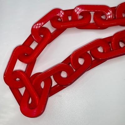 Signed Red Lucite Chain Necklace