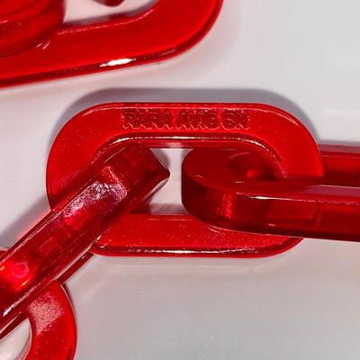 Signed Red Lucite Chain Necklace