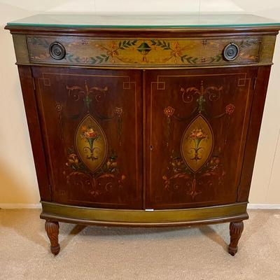Antique Johnson Handley Johnson Demilune Directoire Mahogany Console Cabinet with Wall Mirror
