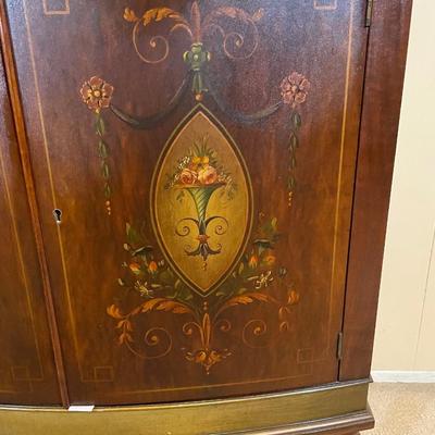 Antique Johnson Handley Johnson Demilune Directoire Mahogany Console Cabinet with Wall Mirror