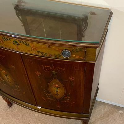 Antique Johnson Handley Johnson Demilune Directoire Mahogany Console Cabinet with Wall Mirror