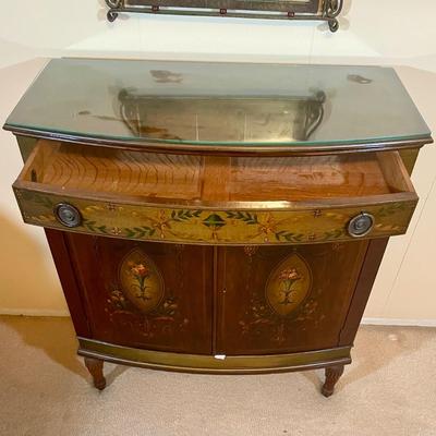 Antique Johnson Handley Johnson Demilune Directoire Mahogany Console Cabinet with Wall Mirror