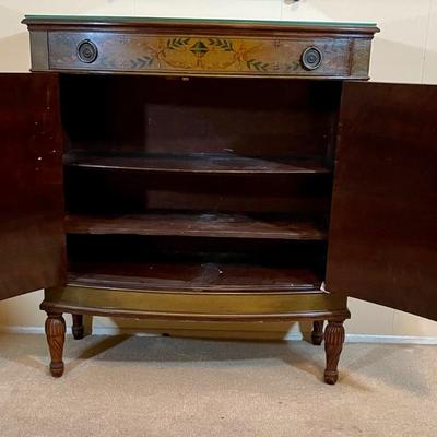 Antique Johnson Handley Johnson Demilune Directoire Mahogany Console Cabinet with Wall Mirror