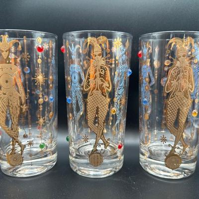 Mardi Gras Culver Highball Tumbler Glass - Set of 5