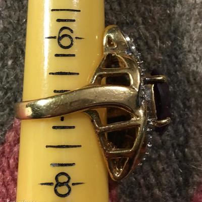 18KT HGE Gold Ring Amethyst Size 7. Lot#10
