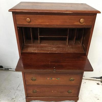 Vintage Pine Dresser w/ Drop Front writing desk Lot#2