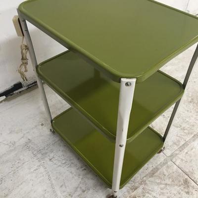 Vintage metal kitchen stand shelf green/white. Lot#