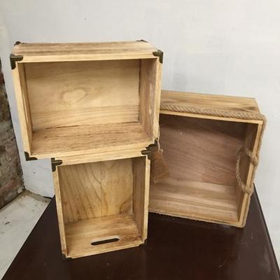 3 wood storage boxes, crates. Lot#7