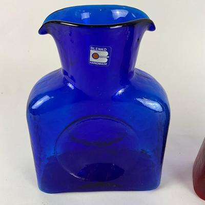 110 Blenko Water Bottles Blue & Red
