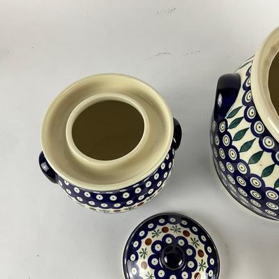 114 Pair Of Handmade Boleslawiec Canisters