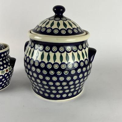 114 Pair Of Handmade Boleslawiec Canisters