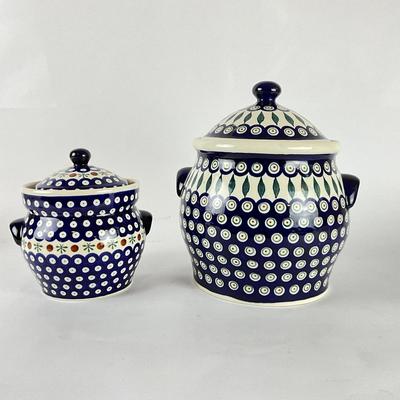 114 Pair Of Handmade Boleslawiec Canisters
