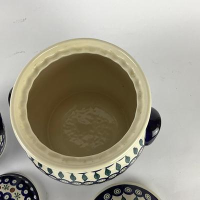 114 Pair Of Handmade Boleslawiec Canisters