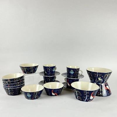 118 Iittala China Set Taika Blue with Magical Finnish folklore by Heikki Orvola and Klaus Haapaniemi