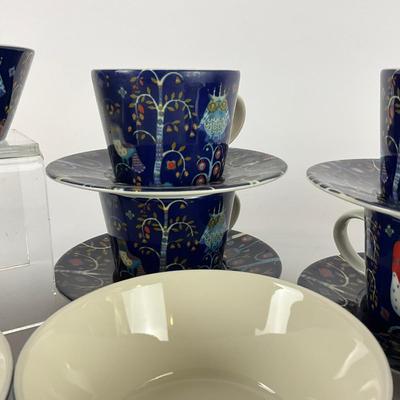 118 Iittala China Set Taika Blue with Magical Finnish folklore by Heikki Orvola and Klaus Haapaniemi
