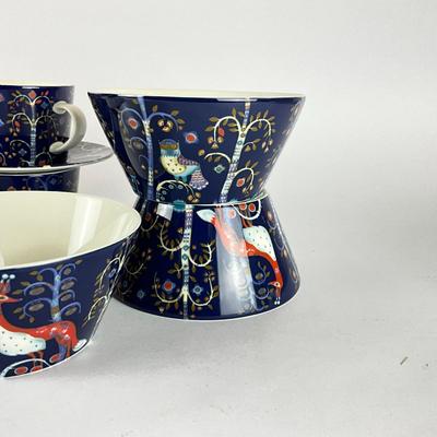 118 Iittala China Set Taika Blue with Magical Finnish folklore by Heikki Orvola and Klaus Haapaniemi