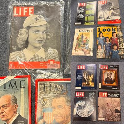 Vintage Historical Mixed Media Including Life and Time Magazines (1BH-DZ)