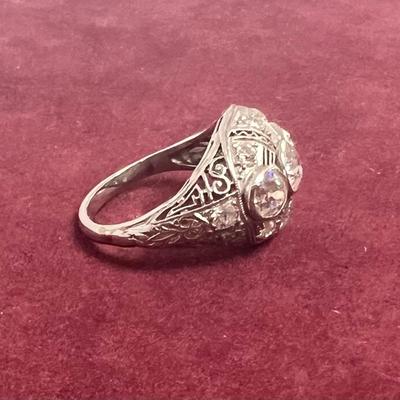 Tested Platinum Deco Diamond Ring [5.68g]