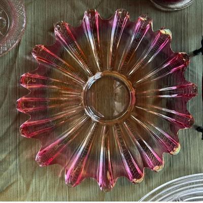 Vintage Federal glass Celestial Marigold Purple Iridescent Plate