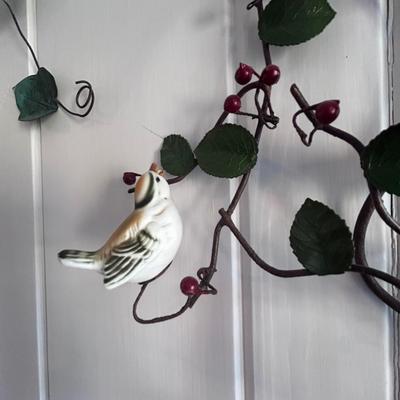 Metal & Ceramic Bird Candle Sconces and Ivy Garlands (2SR-BB)
