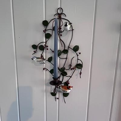 Metal & Ceramic Bird Candle Sconces and Ivy Garlands (2SR-BB)