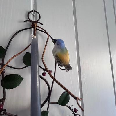 Metal & Ceramic Bird Candle Sconces and Ivy Garlands (2SR-BB)