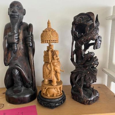 3 wood carvings