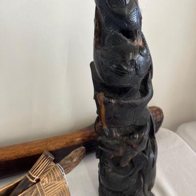 Lot of 3 wood carved items