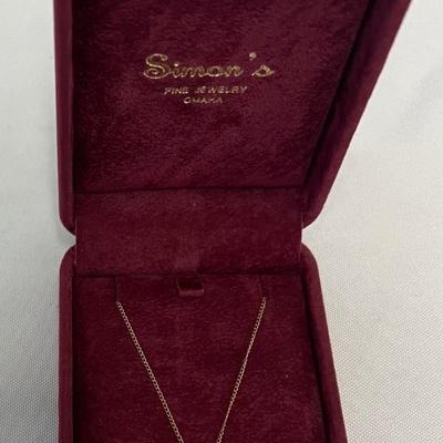 Stamped 14K Gold Chain with Pearl Pendant [1.34g]