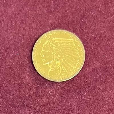 1911 Two-and-a-Half Dollar Indian Head Gold Coin